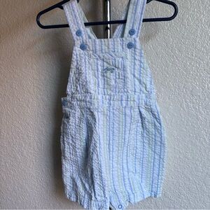 Baby Striped Blue and Green Kids Overalls, 12 Months, Cotton